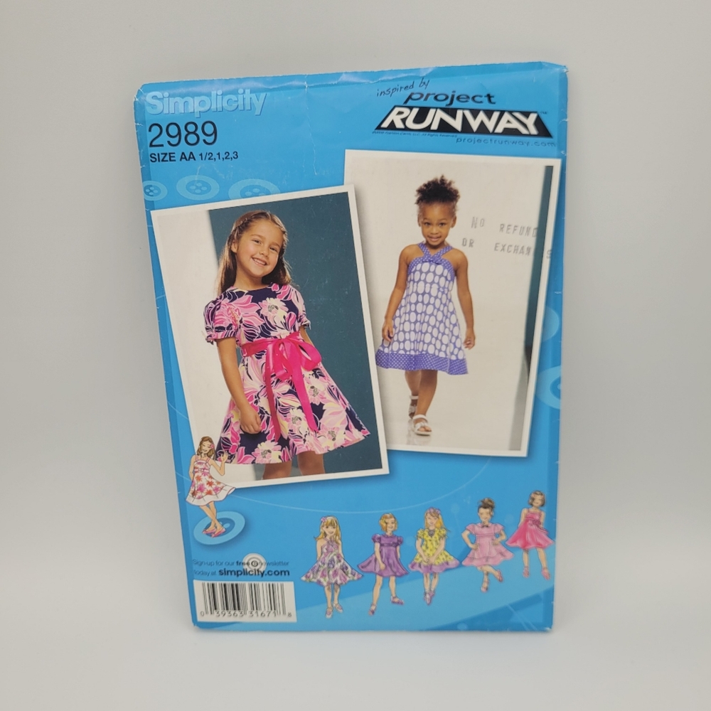UNCUT Simplicity 2989 Girl's Dresses Sewing Pattern